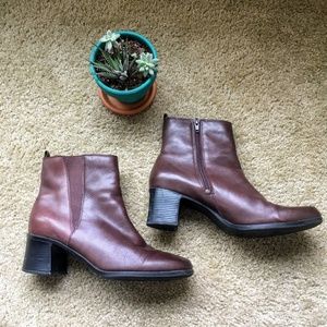 Clarks Leather Block Heel Brown Boots